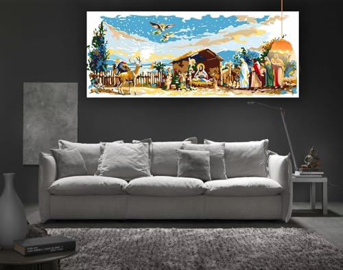 Diamond Painting Jesus Diamant Painting Bilder Erwachsene, Landschaft Diamond Painting Eckige Steine, DIY 5D Diamond Art Basteln Diamant Kunst Malerei Stickerei Set, Deko Wohnzimmer 120 x 60 cm fa76 von Mailielie