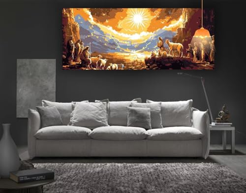 Diamond Painting Jesus Diamant Painting Bilder Erwachsene, Landschaft Diamond Painting Eckige Steine, DIY 5D Diamond Art Basteln Diamant Kunst Malerei Stickerei Set, Deko Wohnzimmer 120 x 60 cm fa90 von Mailielie