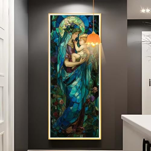 Diamond Painting Jungfrau Maria Diamond Painting XXL 100x200 cm, 5D Diamant Painting Bilder Vintage Malen Nach Zahlen Erwachsene Crystal Stickerei Malerei Kit, Home Decor Geschenk für Mädchen fa695 von Mailielie