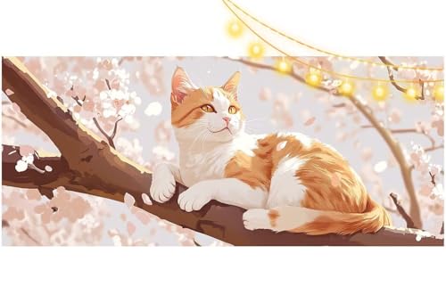 Diamond Painting Katze Diamant Painting Bilder Cartoon Malen nach Zahlen Erwachsene Kinder, 5D DIY Diamond Art Bilder Basteln Diamant Kunst Malerei Stickerei Set, Deko Wohnzimmer Zuhause 60x30 cm m514 von Mailielie