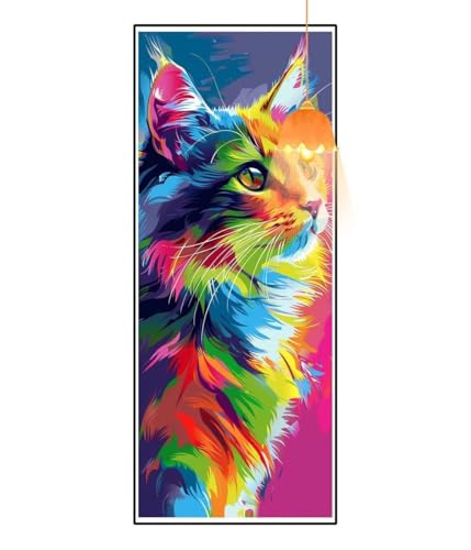 Diamond Painting Katze Diamant Painting Bilder Erwachsene, Abstrakt Diamond Painting Eckige Steine, DIY 5D Diamond Art Basteln Diamant Kunst Malerei Stickerei Set, Deko Wohnzimmer 140 x 70 cm fa856 von Mailielie