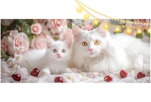 Diamond Painting Katze Diamant Painting Bilder Niedlich Malen nach Zahlen Erwachsene Kinder, DIY Diamond Art Bilder Basteln Diamant Kunst Malerei Stickerei Set, Deko Wohnzimmer Zuhause 150x60 cm m510 von Mailielie