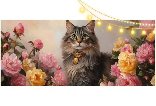 Diamond Painting Katze Diamant Painting Bilder Niedlich Malen nach Zahlen Erwachsene Kinder, DIY Diamond Art Bilder Basteln Diamant Kunst Malerei Stickerei Set, Deko Wohnzimmer Zuhause 200x100 cm m512 von Mailielie