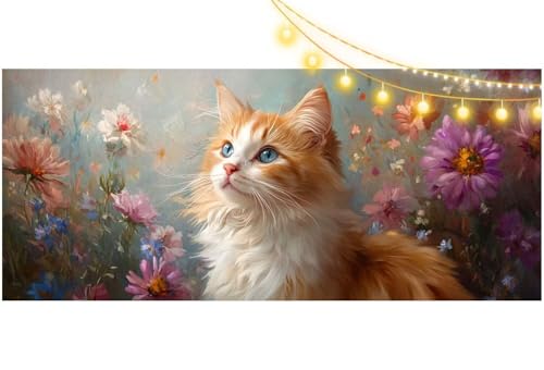 Diamond Painting Katze Diamant Painting Bilder Tier Malen nach Zahlen Erwachsene Kinder, 5D DIY Diamond Art Bilder Basteln Diamant Kunst Malerei Stickerei Set, Deko Wohnzimmer Zuhause 100x50 cm m526 von Mailielie