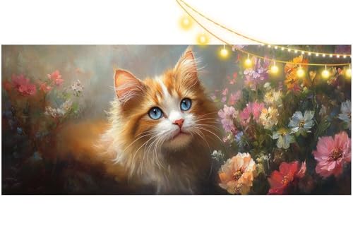 Diamond Painting Katze Diamond Painting Groß XXL 100x50 cm, 5D Diamant Painting Bilder Tier Malen Nach Zahlen Erwachsene Basteln Crystal Art Stickerei Malerei Kit, Home Decor Geschenk für Mädchen m527 von Mailielie