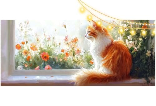 Diamond Painting Katze Diamond Painting Groß XXL 100x50 cm, 5D Diamant Painting Bilder Tier Malen Nach Zahlen Erwachsene Basteln Crystal Art Stickerei Malerei Kit, Home Decor Geschenk für Mädchen m525 von Mailielie