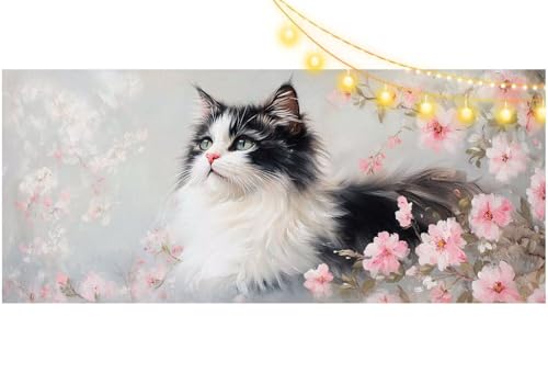 Diamond Painting Katze Diamond Painting Groß XXL 120x60 cm, 5D Diamant Painting Bilder Blume Malen Nach Zahlen Erwachsene Basteln Crystal Stickerei Malerei Kit, Home Decor Geschenk für Mädchen m517 von Mailielie