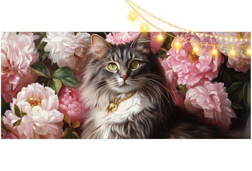 Diamond Painting Katze Diamond Painting Groß XXL 120x60 cm, 5D Diamant Painting Bilder Blume Malen Nach Zahlen Erwachsene Basteln Crystal Stickerei Malerei Kit, Home Decor Geschenk für Mädchen m515 von Mailielie