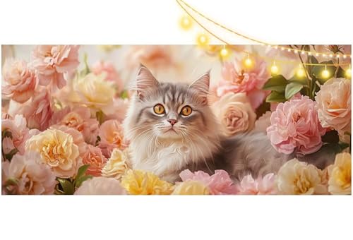 Diamond Painting Katze Diamond Painting Groß XXL 120x60 cm, 5D Diamant Painting Bilder Blume Malen Nach Zahlen Erwachsene Basteln Crystal Stickerei Malerei Kit, Home Decor Geschenk für Mädchen m519 von Mailielie