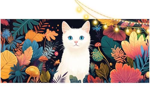 Diamond Painting Katze Diamond Painting Groß XXL 140 X 70 cm, 5D Diamant Painting Bilder Pflanze Malen Nach Zahlen Erwachsene Basteln Crystal Strass Stickerei Malerei Kit, Home Decor Geschenk m501 von Mailielie