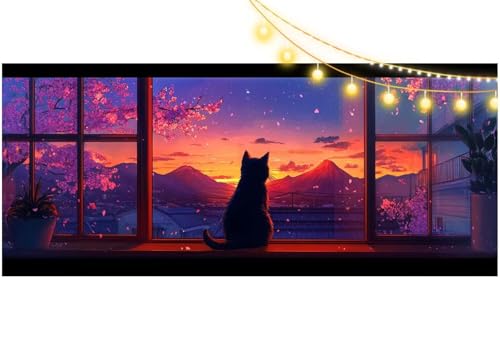 Diamond Painting Katze Diamond Painting Groß XXL 200x80 cm, 5D Diamant Painting Bilder Japanisch Malen Nach Zahlen Erwachsene Basteln Crystal Strass Stickerei Malerei Kit, Home Decor Geschenk m503 von Mailielie