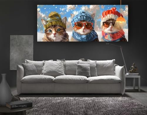 Diamond Painting Katze Diamond Painting XXL 100 x 50 cm, 5D Diamant Painting Bilder Tier Diamond Painting Malen Nach Zahlen Erwachsene Crystal Strass Stickerei Malerei Kit, Home Decor Geschenk fa19 von Mailielie