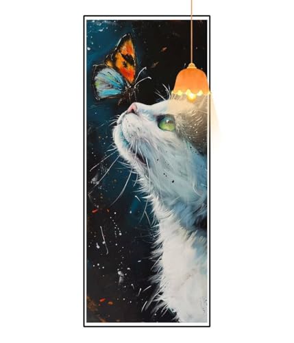 Diamond Painting Katze Diamond Painting XXL 100x300cm, 5D Diamant Painting Bilder Schmetterling Malen Nach Zahlen Erwachsene Crystal Strass Stickerei Malerei Kit, Home Decor Geschenk für Mädchen fa835 von Mailielie