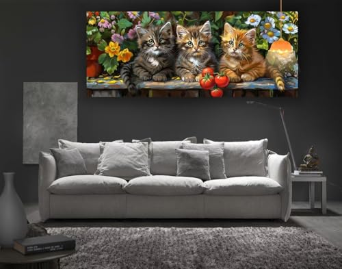 Diamond Painting Katze Diamond Painting XXL 120 x 60 cm, 5D Diamant Painting Bilder Tier Diamond Painting Malen Nach Zahlen Erwachsene Crystal Strass Stickerei Malerei Kit, Home Decor Geschenk fa99 von Mailielie