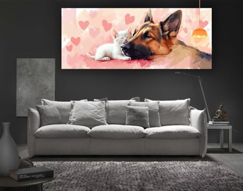 Diamond Painting Katze Diamond Painting XXL 140 x 70 cm, 5D Diamant Painting Bilder Hund Diamond Painting Malen Nach Zahlen Erwachsene Crystal Strass Stickerei Malerei Kit, Home Decor Geschenk fa31 von Mailielie