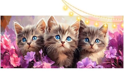 Diamond Painting Katzen Diamant Painting Bilder Tiere Malen nach Zahlen Erwachsene Kinder, 5D DIY Diamond Art Bilder Basteln Diamant Kunst Malerei Stickerei Set, Deko Wohnzimmer Zuhause 100x50 cm m530 von Mailielie