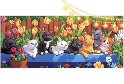 Diamond Painting Katzen Diamant Painting Bilder Tiere Malen nach Zahlen Erwachsene Kinder, 5D DIY Diamond Art Bilder Basteln Diamant Kunst Malerei Stickerei Set, Deko Wohnzimmer Zuhause 150x60 cm m532 von Mailielie