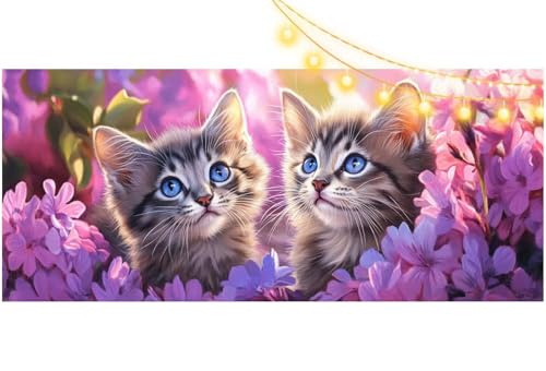 Diamond Painting Katzen Diamond Painting Groß XXL 60x30 cm, 5D Diamant Painting Bilder Tiere Malen Nach Zahlen Erwachsene Basteln Crystal Stickerei Malerei Kit, Home Decor Geschenk für Mädchen m529 von Mailielie