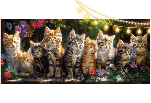 Diamond Painting Katzen Diamond Painting Groß XXL 90x40 cm, 5D Diamant Painting Bilder Tiere Malen Nach Zahlen Erwachsene Basteln Crystal Stickerei Malerei Kit, Home Decor Geschenk für Mädchen m533 von Mailielie