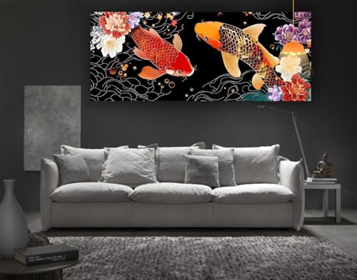 Diamond Painting Koi Diamant Painting Bilder Erwachsene, Blume Diamond Painting Eckige Steine, DIY Diamond Painting Zubehör 5D Diamond Art Diamant Malerei Stickerei, Deko Wohnzimmer 200 x 100 cm fa128 von Mailielie