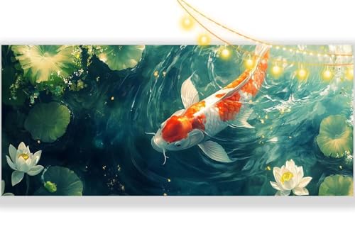 Diamond Painting Koi Diamant Painting Bilder Tier Malen nach Zahlen Erwachsene Kinder, 5D DIY Diamond Art Bilder Basteln Diamant Kunst Malerei Stickerei Set, Deko Wohnzimmer Zuhause 100 x 300 cm mm425 von Mailielie