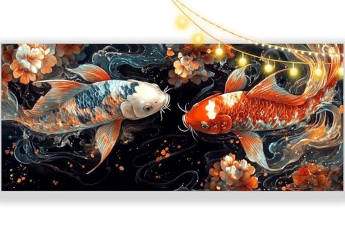 Diamond Painting Koi Diamant Painting Bilder Tier Malen nach Zahlen Erwachsene Kinder, 5D DIY Diamond Art Bilder Basteln Diamant Kunst Malerei Stickerei Set, Deko Wohnzimmer Zuhause 30 x 60 cm mm428 von Mailielie