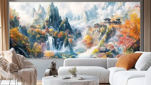 Diamond Painting Landschaft Diamant Painting Bilder Abstrakt Malen nach Zahlen Erwachsene,DIY 5D Diamond Painting Zubehör Mädchen Basteln Diamant Kunst Malerei Stickerei Set,Home Dekor 100x50 cm ll126 von Mailielie