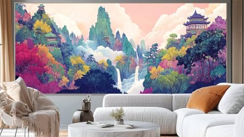 Diamond Painting Landschaft Diamant Painting Bilder Abstrakt Malen nach Zahlen Erwachsene,DIY 5D Diamond Painting Zubehör Mädchen Basteln Diamant Kunst Malerei Stickerei Set,Home Dekor 180x90 cm ll124 von Mailielie