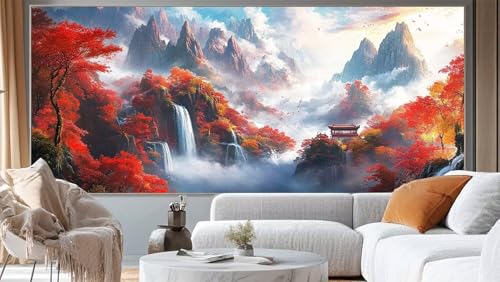 Diamond Painting Landschaft Diamant Painting Bilder China Malen nach Zahlen Erwachsene,DIY 5D Diamond Painting Zubehör Mädchen Basteln Diamant Kunst Malerei Stickerei Set,Home Dekor 120 x 60 cm ll186 von Mailielie