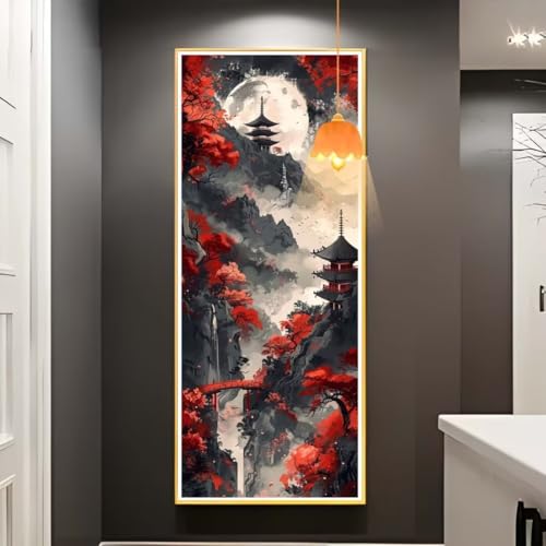 Diamond Painting Landschaft Diamant Painting Bilder Erwachsene, Japanischer Stil Diamond Painting Eckige Steine, DIY 5D Diamond Art Diamant Kunst Malerei Stickerei, Deko Wohnzimmer 300 x 100 cm fa740 von Mailielie