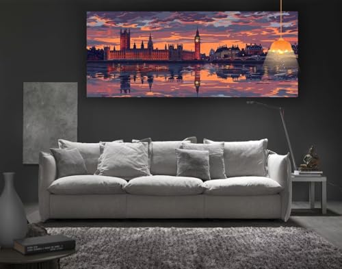 Diamond Painting Landschaft Diamant Painting Bilder Erwachsene, London Diamond Painting Eckige Steine, DIY 5D Diamond Art Basteln Diamant Kunst Malerei Stickerei Set, Deko Wohnzimmer 100 x 50 cm fa60 von Mailielie