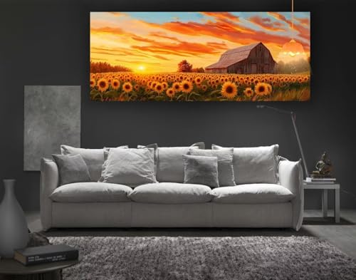 Diamond Painting Landschaft Diamant Painting Bilder Erwachsene, Sonnenblume Diamond Painting Eckige Steine, DIY 5D Diamond Art Basteln Diamant Kunst Malerei Stickerei Set, Deko Wohnzimmer 100x50cm fa4 von Mailielie