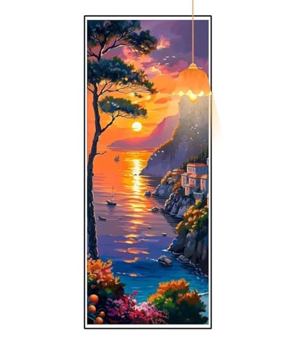 Diamond Painting Landschaft Diamant Painting Bilder Erwachsene, Sonnenuntergang Diamond Painting Eckige Steine, DIY 5D Diamond Art Diamant Kunst Malerei Stickerei Set, Deko Wohnzimmer 160x80 cm fa806 von Mailielie