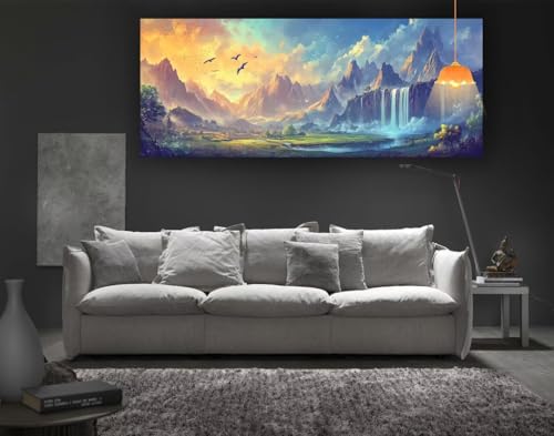 Diamond Painting Landschaft Diamant Painting Bilder Erwachsene, Wasserfall Diamond Painting Eckige Steine, DIY 5D Diamond Art Basteln Diamant Kunst Malerei Stickerei Set, Deko Wohnzimmer 150x60cm fa82 von Mailielie