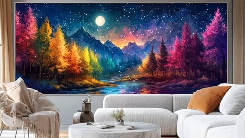 Diamond Painting Landschaft Diamant Painting Bilder Fantasie Malen nach Zahlen Erwachsene,DIY 5D Diamond Painting Zubehör Mädchen Basteln Diamant Kunst Malerei Stickerei Set,Home Dekor 100x50 cm ll140 von Mailielie