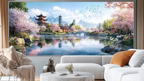 Diamond Painting Landschaft Diamant Painting Bilder Japan Malen nach Zahlen Erwachsene,DIY 5D Diamond Painting Zubehör Mädchen Basteln Diamant Kunst Malerei Stickerei Set,Home Dekor 100 x 50 cm ll156 von Mailielie