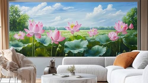 Diamond Painting Landschaft Diamant Painting Bilder Lotus Malen nach Zahlen Erwachsene,DIY 5D Diamond Painting Zubehör Mädchen Basteln Diamant Kunst Malerei Stickerei Set,Home Dekor 120 x 60 cm ll136 von Mailielie