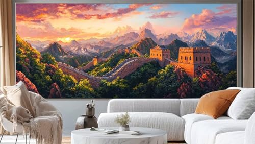 Diamond Painting Landschaft Diamant Painting Bilder The Great Wall Malen nach Zahlen Erwachsene,DIY 5D Diamond Art Mädchen Basteln Diamant Kunst Malerei Stickerei Set,Deko Wohnzimmer 100 x 50 cm ll182 von Mailielie