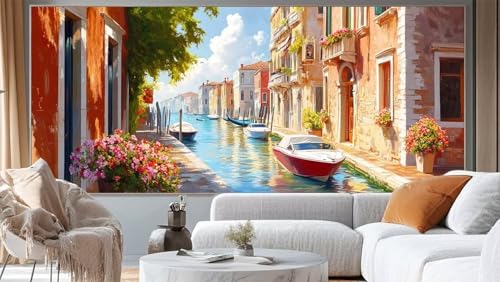 Diamond Painting Landschaft Diamant Painting Bilder Venedig Malen nach Zahlen Erwachsene,DIY 5D Diamond Painting Zubehör Mädchen Basteln Diamant Kunst Malerei Stickerei Set,Home Dekor 150x60 cm ll172 von Mailielie