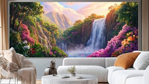 Diamond Painting Landschaft Diamant Painting Bilder Wasserfall Malen nach Zahlen Erwachsene, DIY 5D Diamond Art Mädchen Basteln Diamant Kunst Malerei Stickerei Set, Deko Wohnzimmer 140 x 70 cm ll146 von Mailielie