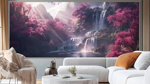 Diamond Painting Landschaft Diamant Painting Bilder Wasserfall Malen nach Zahlen Erwachsene, DIY 5D Diamond Art Mädchen Basteln Diamant Kunst Malerei Stickerei Set, Deko Wohnzimmer 150 x 60 cm ll148 von Mailielie