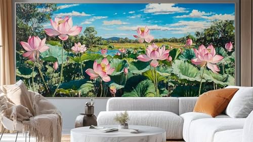 Diamond Painting Landschaft Diamond Painting Groß XXL 100 x 50 cm, 5D Diamant Painting Bilder Lotus Malen Nach Zahlen Erwachsene Crystal Strass Stickerei Malerei, Home Decor Geschenk für Mädchen ll137 von Mailielie