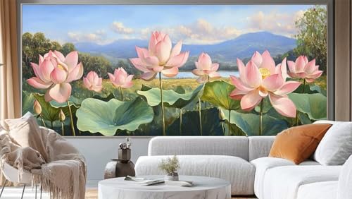 Diamond Painting Landschaft Diamond Painting Groß XXL 150 x 60 cm, 5D Diamant Painting Bilder Lotus Malen Nach Zahlen Erwachsene Crystal Strass Stickerei Malerei, Home Decor Geschenk für Mädchen ll135 von Mailielie