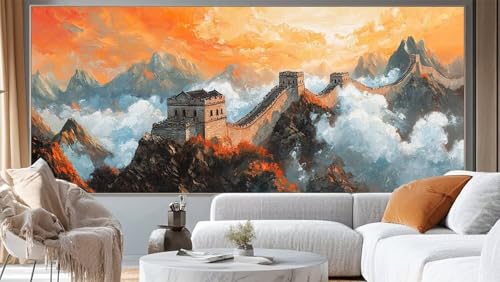 Diamond Painting Landschaft Diamond Painting Groß XXL 300 x 100 cm, 5D Diamant Painting Bilder The Great Wall Malen Nach Zahlen Erwachsene Stickerei Malerei Kit, Home Decor Geschenk für Mädchen ll181 von Mailielie