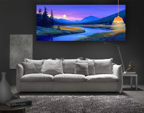 Diamond Painting Landschaft Diamond Painting XXL 160 x 80 cm, 5D Diamant Painting Bilder Fluss Malen Nach Zahlen Erwachsene Crystal Strass Stickerei Malerei Kit, Home Decor Geschenk für Mädchen fa161 von Mailielie