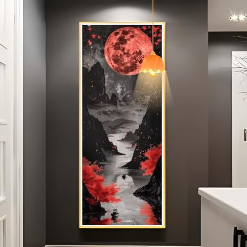 Diamond Painting Landschaft Diamond Painting XXL 50x100 cm, 5D Diamant Painting Bilder Mond Malen Nach Zahlen Erwachsene Crystal Strass Stickerei Malerei Kit, Home Decor, Geschenk für Mädchen fa755 von Mailielie