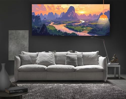 Diamond Painting Landschaft Diamond Painting XXL 70x40 cm, 5D Diamant Painting Bilder Sonnenuntergang Malen Nach Zahlen Erwachsene Crystal Stickerei Malerei Kit, Home Decor Geschenk für Mädchen fa103 von Mailielie