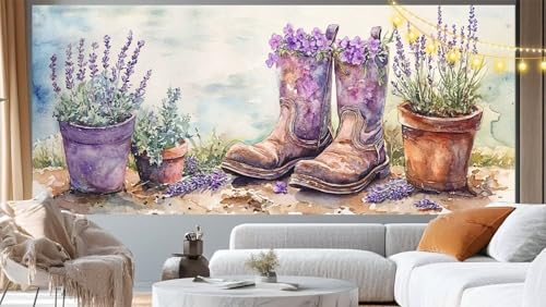 Diamond Painting Lavendel Diamant Painting Bilder Blume Malen nach Zahlen Erwachsene Kinder, 5D DIY Diamond Art Bilder Basteln Diamant Kunst Malerei Stickerei Set, Deko Wohnzimmer Zuhause 60x30 cm m94 von Mailielie