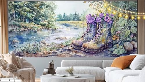 Diamond Painting Lavendel Diamond Painting Groß XXL 90x40 cm, 5D Diamant Painting Bilder Weinlese Malen Nach Zahlen Erwachsene Basteln Crystal Strass Stickerei Malerei Kit, Home Decor Geschenk m97 von Mailielie