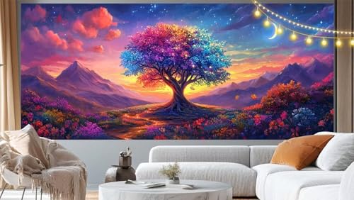 Diamond Painting Lebensbaum Diamant Painting Bilder Fantasie Malen nach Zahlen Erwachsene Kinder, 5D DIY Diamond Art Bilder Basteln Diamant Kunst Malerei Stickerei Set, Deko Wohnzimmer 60x30 cm m218 von Mailielie